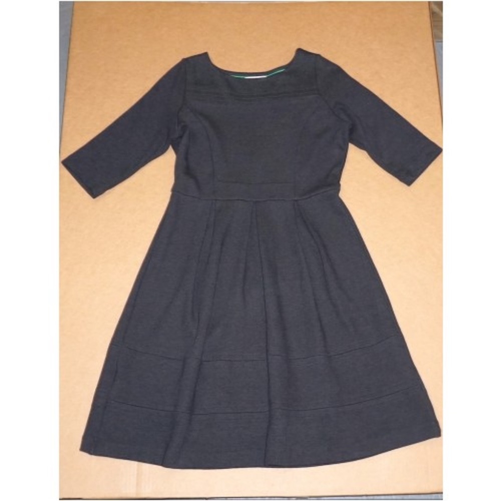BODEN Libby Ponte Day Dress 12 Long  Gray Career